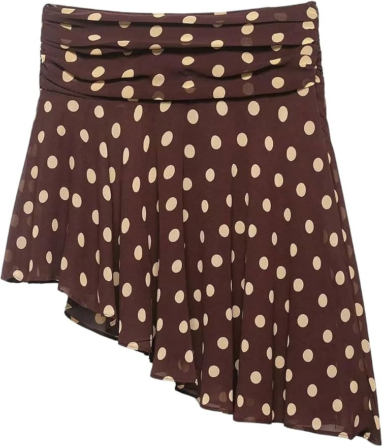 MakeMeChic Women's Asymmetrical Ruffle Mini Skirt Polka Dots Mesh Sheer Low Rise Vintage Short Sk... | Amazon (US)