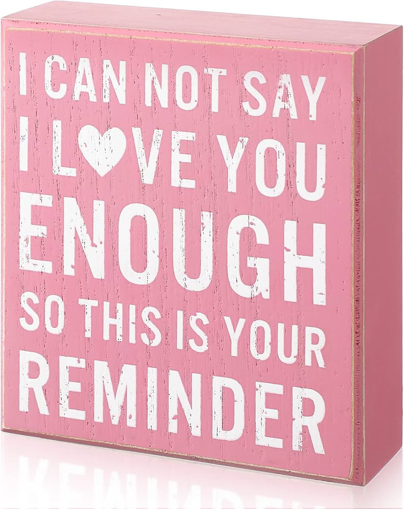 Jetec Valentine Day Love Box Sign 5 x 6 x 1.77 Inch Love Decor Wood Love You Sign Block Centerpie... | Amazon (US)