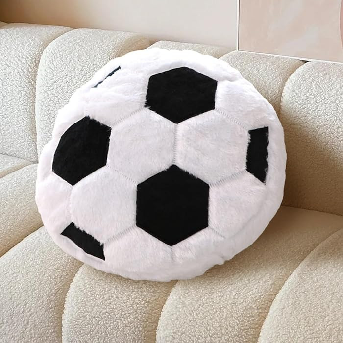 Plush Soccer Pillow, Round Ball Throw Pillow, Football Shaped Decorative Throw Pillow, 15.7 Inch | Amazon (US)
