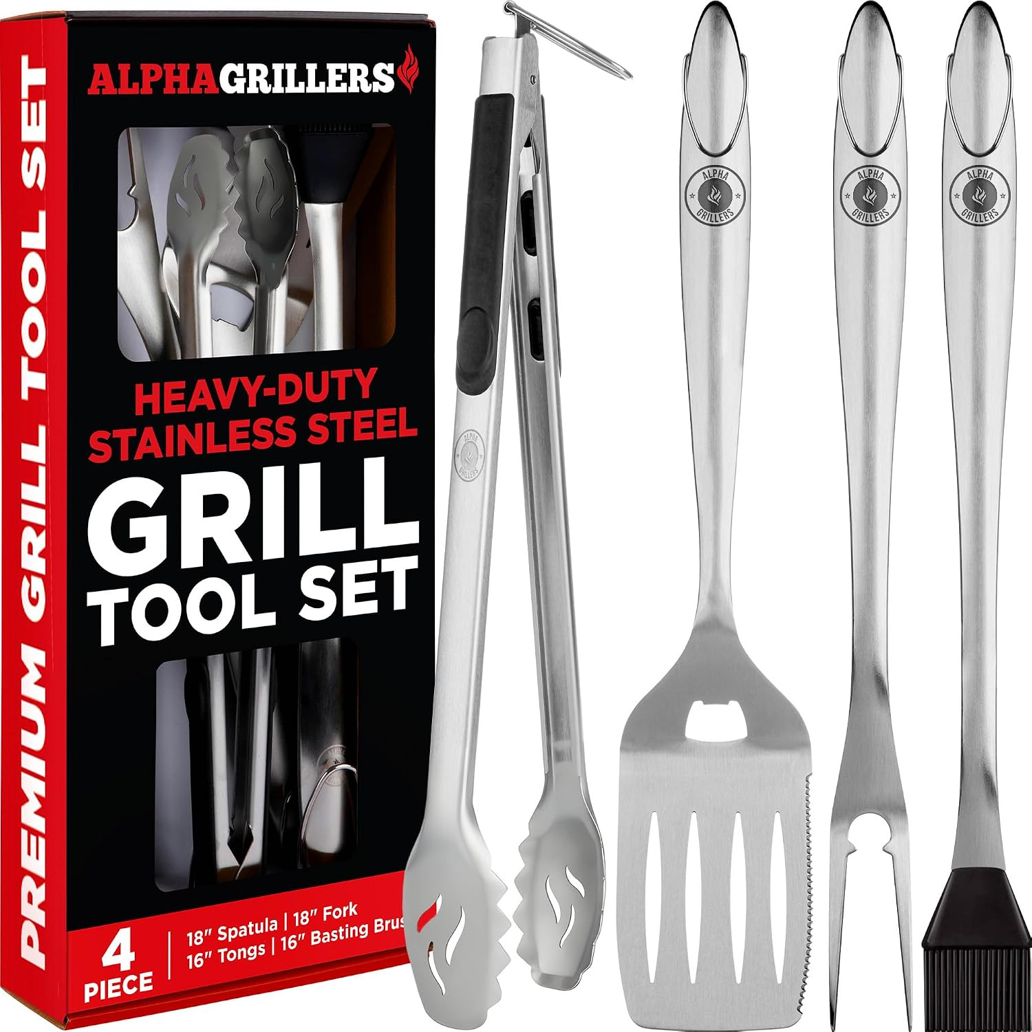 Heavy Duty Grilling Accessories - Stainless Steel Grill Tools Set BBQ Accessories for Outdoor Grill with Spatula, Fork, Brush & Tongs - Grilling Gifts for Men | Amazon (US)