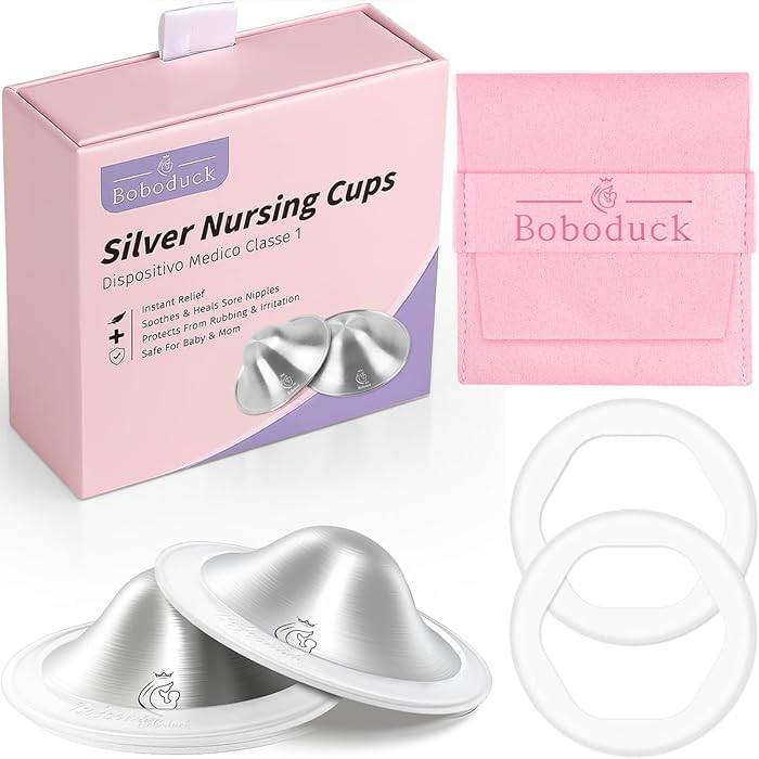 Boboduck 925 Silver Nipple Covers Breastfeeding - The Original Silver Nursing Cups - Protect and ... | Amazon (US)