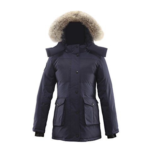 Triple F.A.T. Goose Madigan Womens Hooded Arctic Parka with Real Coyote Fur (Large, Navy) | Amazon (US)