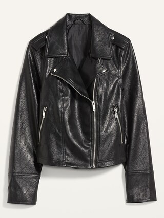 Faux-Leather Zip-Pocket Moto Jacket for Women | Old Navy (US)