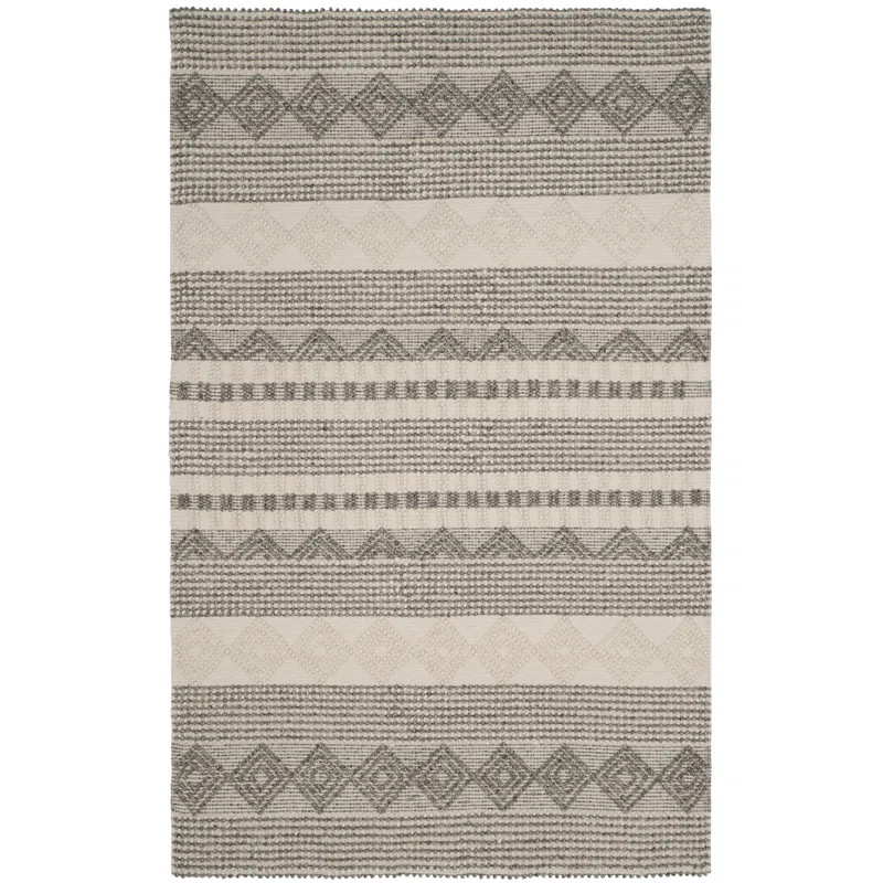 Billie Striped Handmade Flatweave Gray/Ivory Area Rug | Wayfair North America