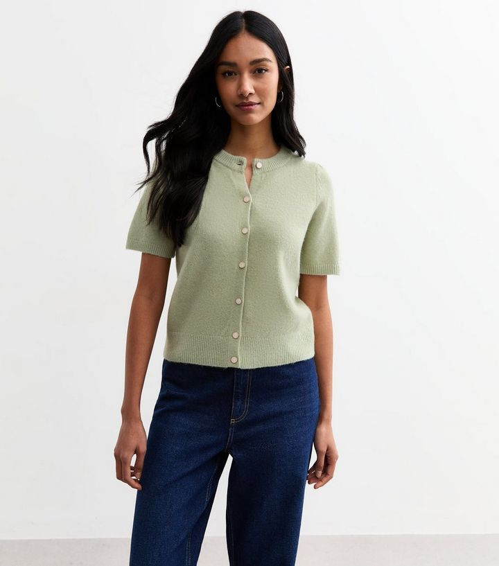 Light Green Short Sleeve Button Up Cardigan
						
						Add to Saved Items
						Remove from Sav... | New Look (UK)