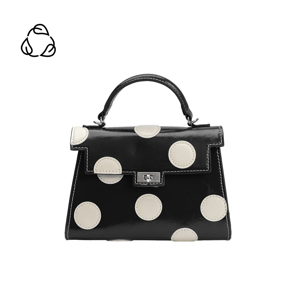 Black Maisel Polka-Dot Vegan Leather Top Handle Crossbody Bag | Melie Bianco | Melie Bianco