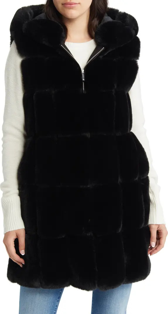 BCBGMAXAZRIA Hooded Faux Fur Vest | Nordstrom | Nordstrom