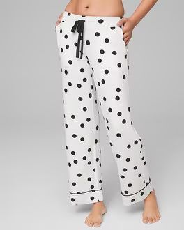 Cool Nights Grosgrain Trim Pajama Pants Whimsy Dot Ivory | Soma Intimates
