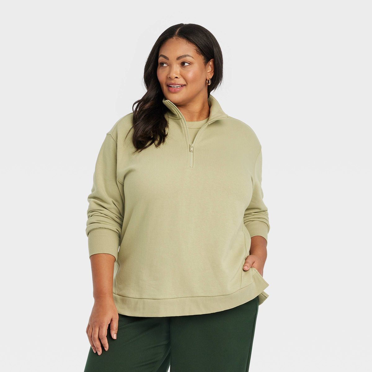 Women's Quarter Zip Pullover Sweatshirt - Ava & Viv™ | Target