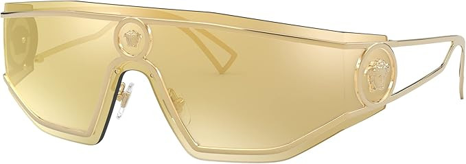 Versace Man Sunglasses Gold Frame, Brown Mirror Gold Lenses, 0MM | Amazon (US)