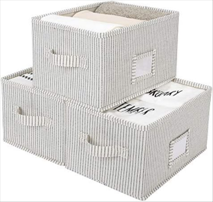 Click for more info about StorageWorks Closet Storage Bins with Handles, Decorative Storage Baskets, Rectangle, Gray and White