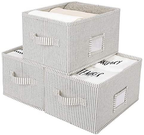 Click for more info about StorageWorks Closet Storage Bins with Handles, Decorative Storage Baskets, Rectangle, Gray and White