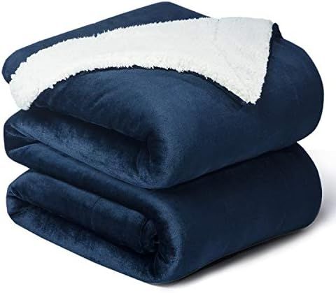 Bedsure Sherpa Fleece Blanket Throw Blanket - Navy, Thick Blanket Plush Warm Blanket Fuzzy Soft C... | Amazon (US)