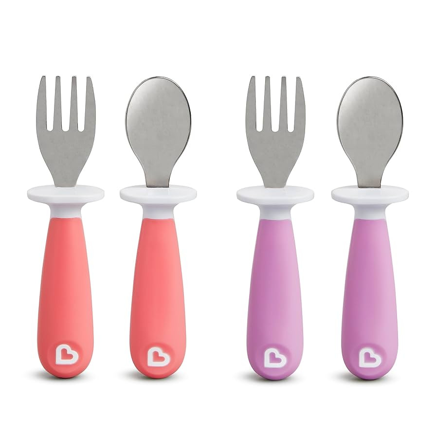 Munchkin® Raise™ Toddler Fork and Spoon Utensil Set, Rest Keeps Tip Off Table, BPA Free, 4 Pac... | Amazon (US)