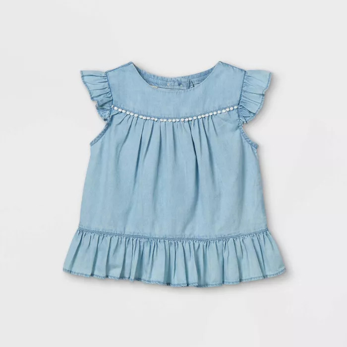 OshKosh B'gosh Toddler Girls' Flutter Short Sleeve Tank Top - Blue | Target