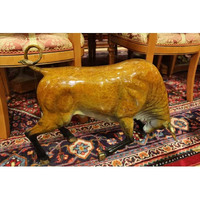 Bull Heads Down -Large Bronze Statue - Size: 48"L x 12"W x 30"H. | Wayfair North America