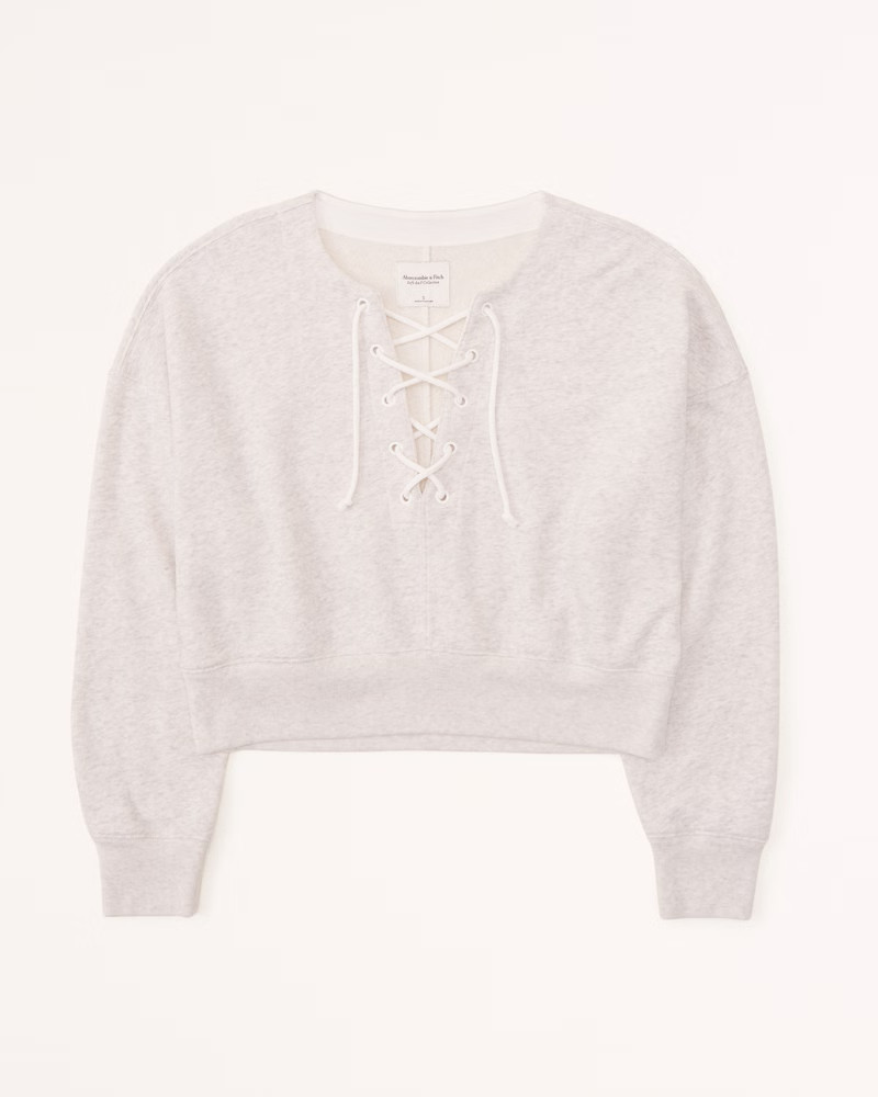 Women's Lace-Up Crew Sweatshirt | Women's New Arrivals | Abercrombie.com | Abercrombie & Fitch (US)