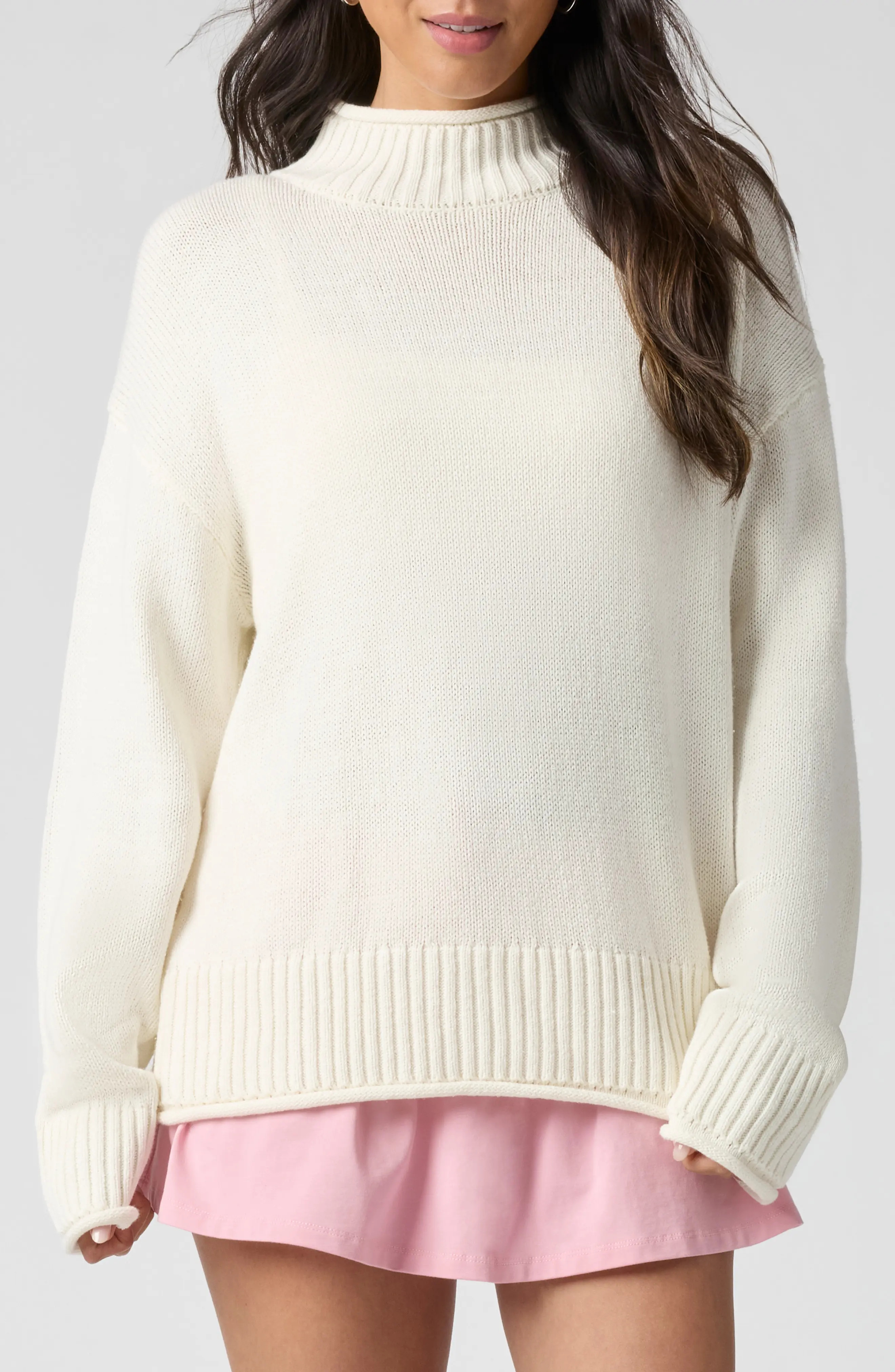 Florence by Mills Roll With It Mock Neck Sweater in Bonbon at Nordstrom, Size X-Large | Nordstrom