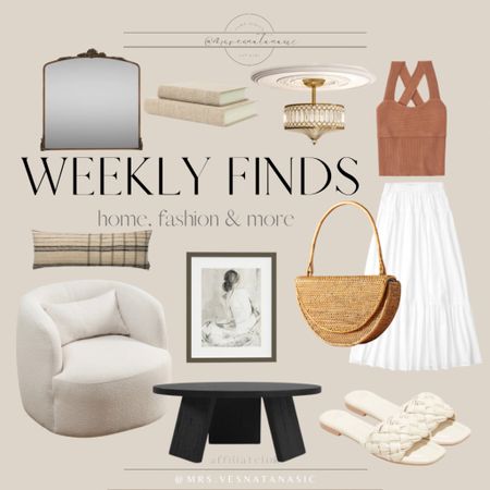 The best of weekly finds! My coffee table shown in black here! Such a good find for less! 

Modern home, modern organic, coffee table, accent chair, mirror, table books, throw pillow, transitional style, home, home decor, framed art, chair, living room, coffee table, chandelier, lighting, bedroom, decor, summer outfit, sandals, outfit, 

#LTKsalealert #LTKhome #LTKFind
