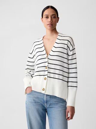 24/7 Split-Hem Linen-Blend Oversized Cardigan | Gap (US)