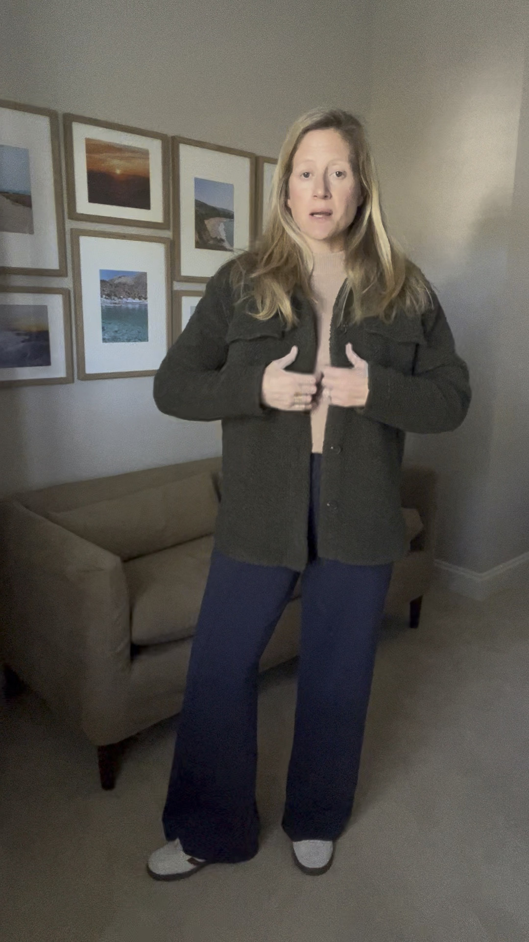 cozy shacket - sherpas shirt jacket - navy wide leg sweatpants - casual fall outfit 

#LTKmomlife