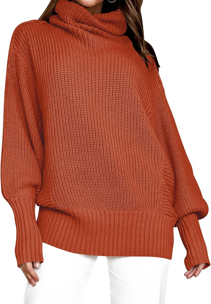 ANRABESS Womens Turtleneck Long Batwing Sleeve Oversized Casual Loose Fitting Pullover Sweater Kn... | Amazon (US)