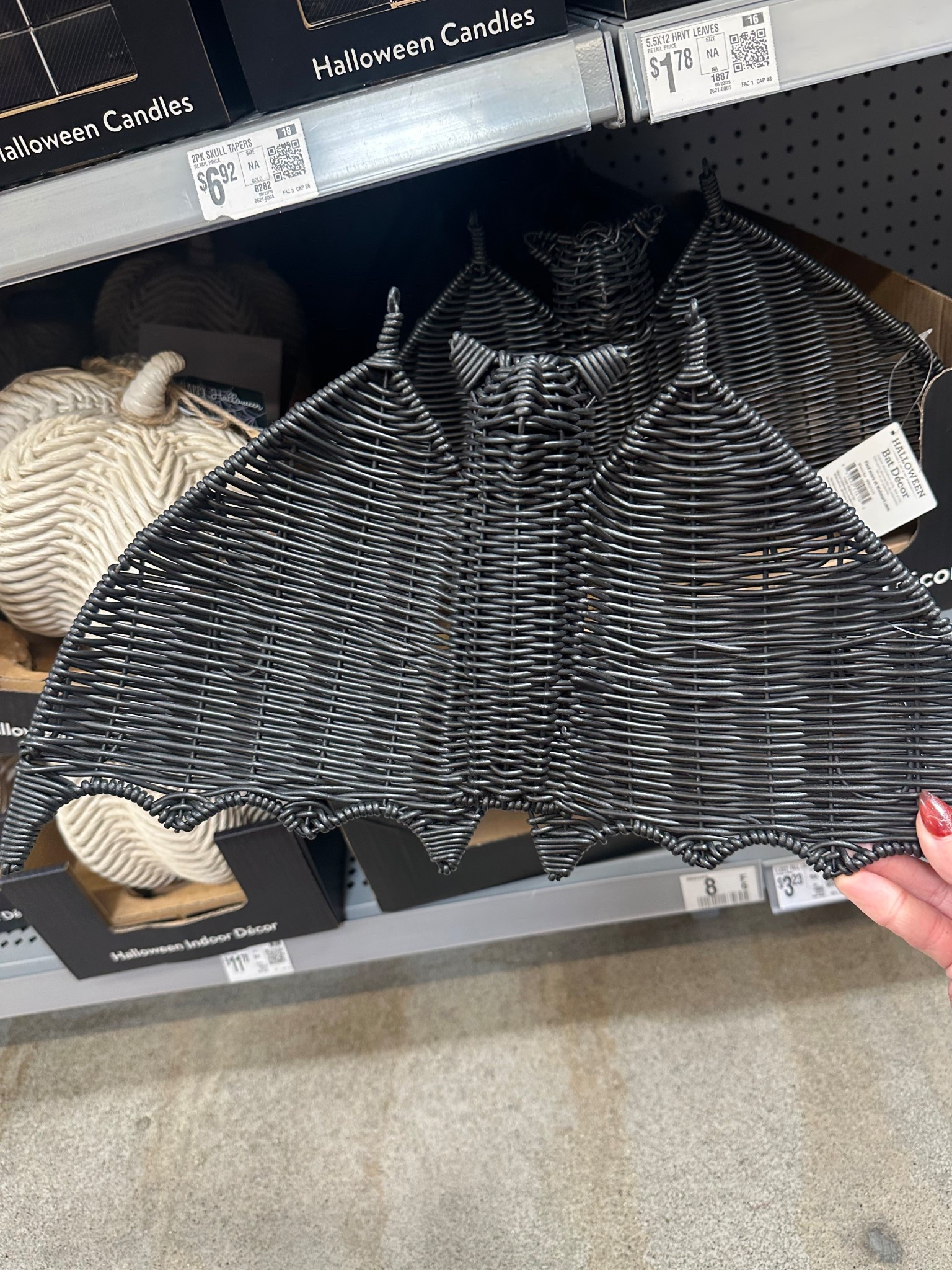 Woven Bat Tabletop Decor, Black, 9.25", Halloween by Way To Celebrate