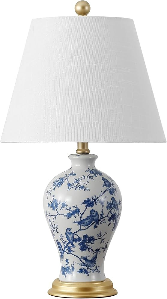 JONATHAN Y 24" Blue/White French Country Ceramic Floral Urn Table Lamp, White Linen Shade, Chinoi... | Amazon (US)