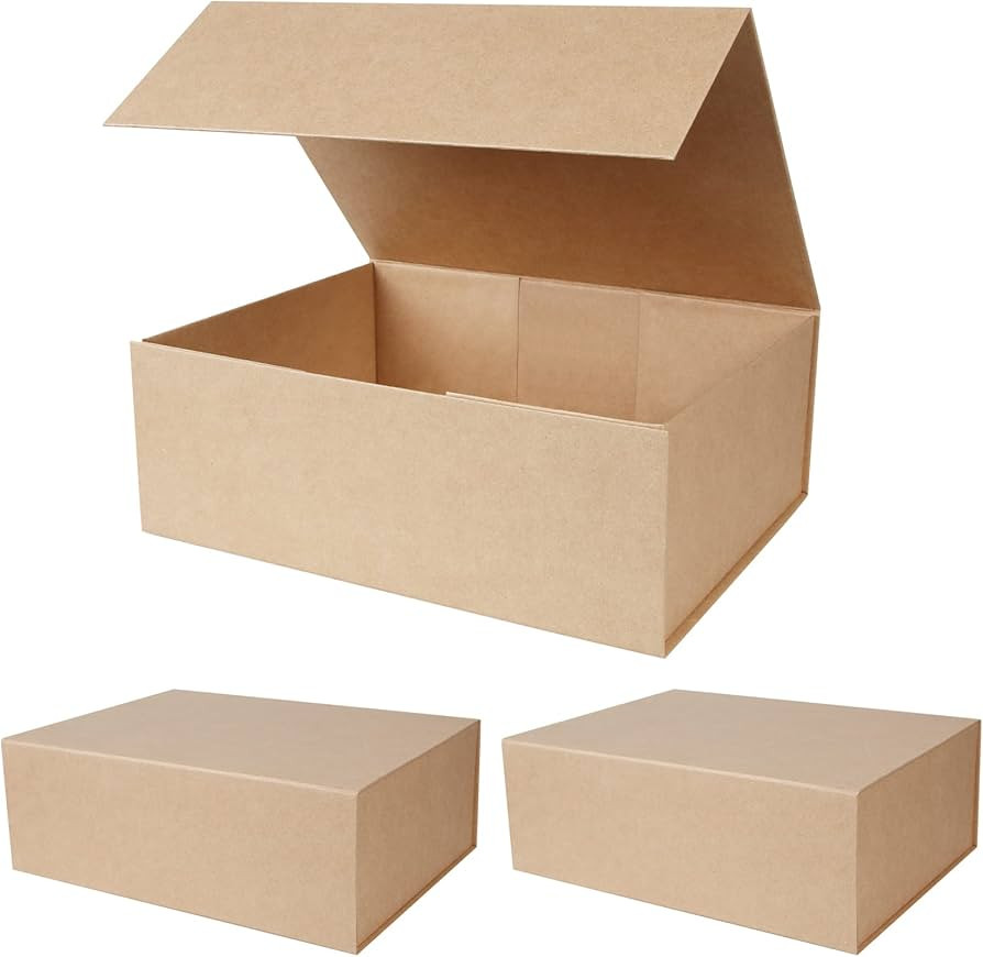 Aimyoo Brown Collapsible Gift Box with Magnetic Closure Lids, Large Rectangle Bridesmaid Groomsme... | Amazon (US)