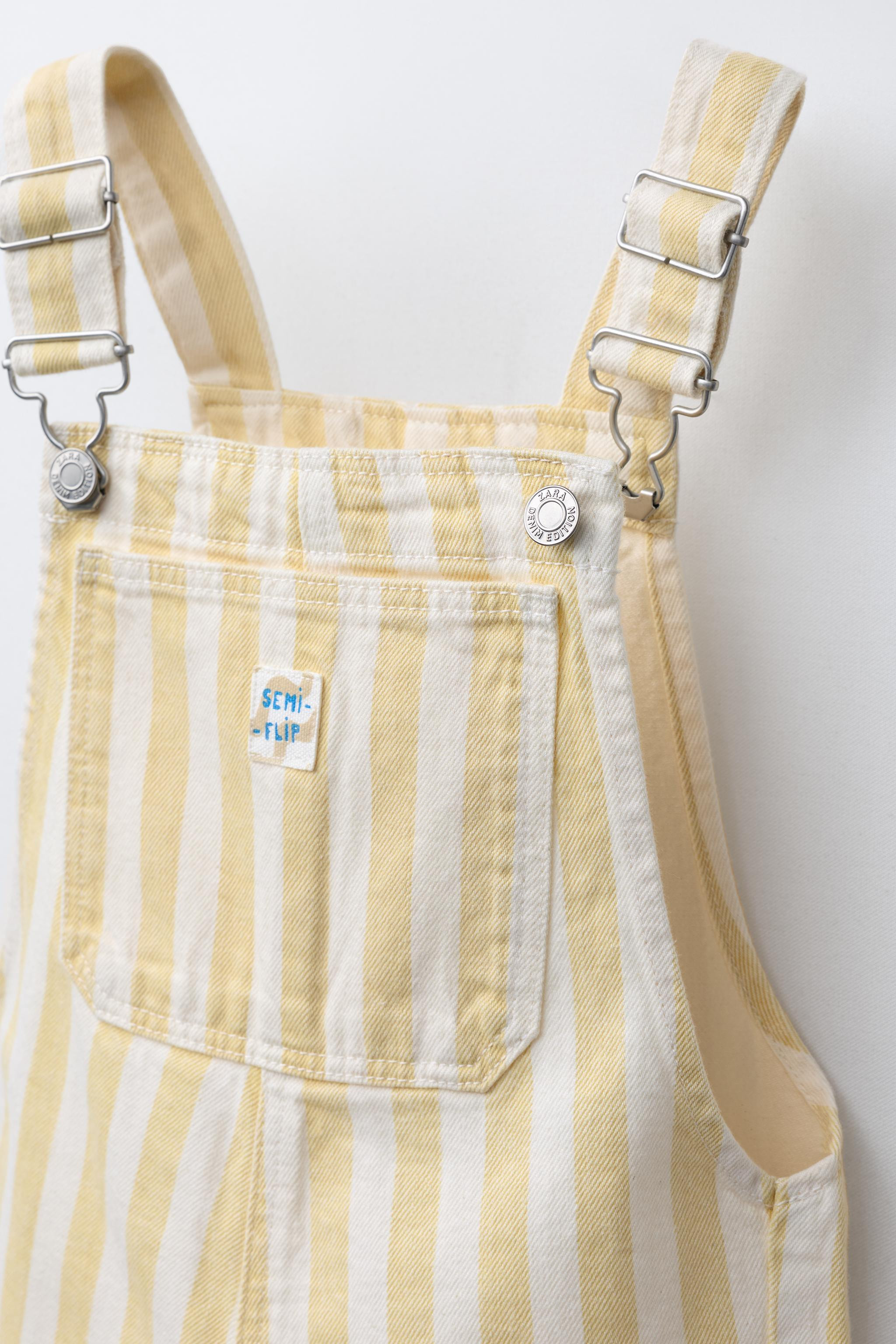 STRIPED TWILL OVERALL SHORTS | Zara US