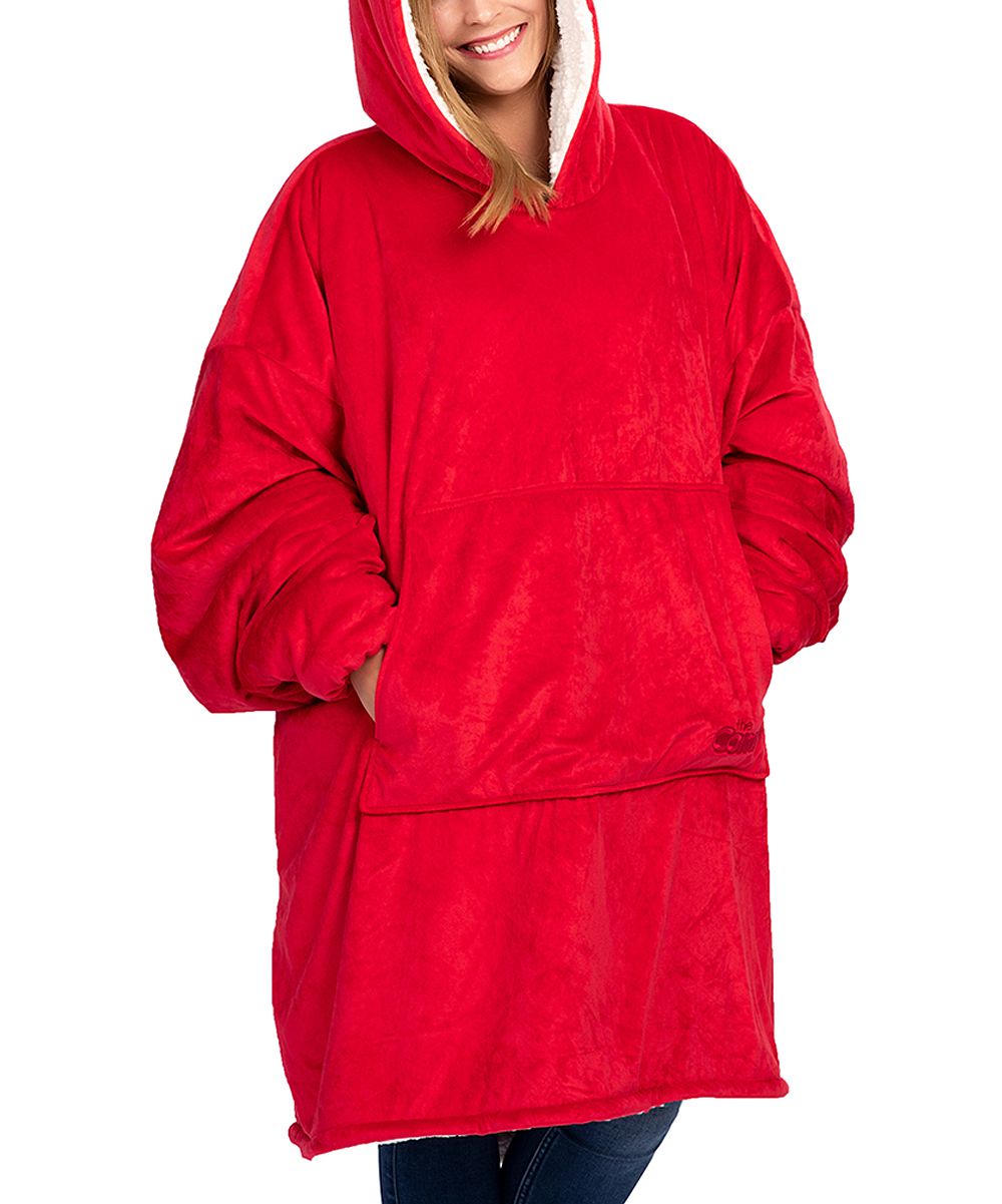 The Comfy Blankets Red - Red Hooded Sleeve Blanket & Slipper Set | Zulily