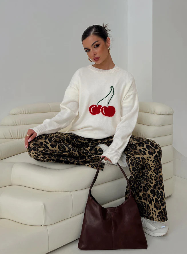 Cherry Dreams Knit Jumper Cream | Princess Polly US