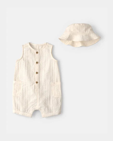 Baby Seersucker Romper - Cream | Carter's Inc