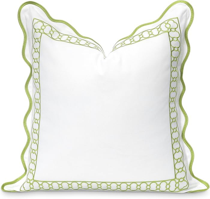 Hofdeco Premium Coastal Patio Indoor Outdoor Scalloped Throw Pillow Cover Only, 20"x20" Water Rep... | Amazon (US)