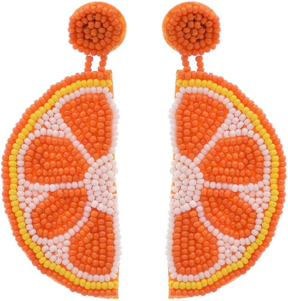 idealway Statement Dangle Fruit Earrings - Fashion Cute Pineapple Orange Watermelon Cherry Beaded... | Amazon (US)