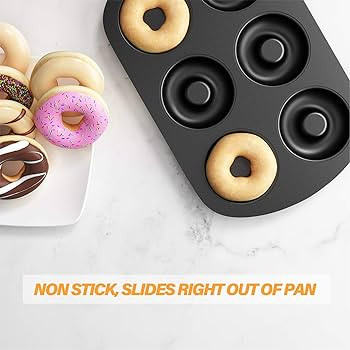 Tiawudi Non-Stick 6-Cavity Donut Baking Pans, Makes Individual Full-Sized 3 1/4" Donuts, Set of 2 | Amazon (US)