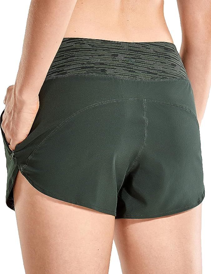 CRZ YOGA Women's Quick Dry Athletic Shorts Elastic Waist Workout Running Yoga Shorts-3 Inches | Amazon (US)