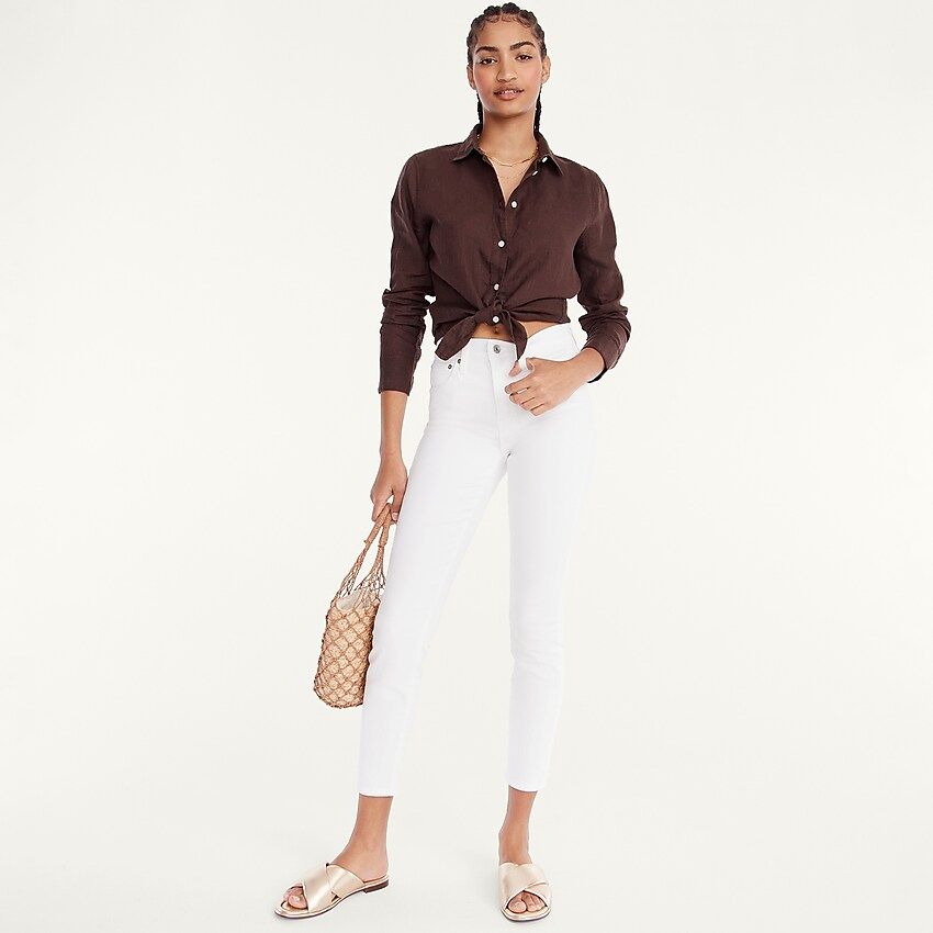 Petite 9" mid-rise toothpick jean in white | J.Crew US