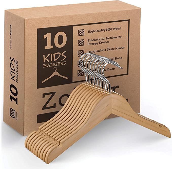 High-Grade Wooden Childrens/Kids Hangers (10 Pack) Smooth & Durable Wood Baby Hangers / Nursery H... | Amazon (US)