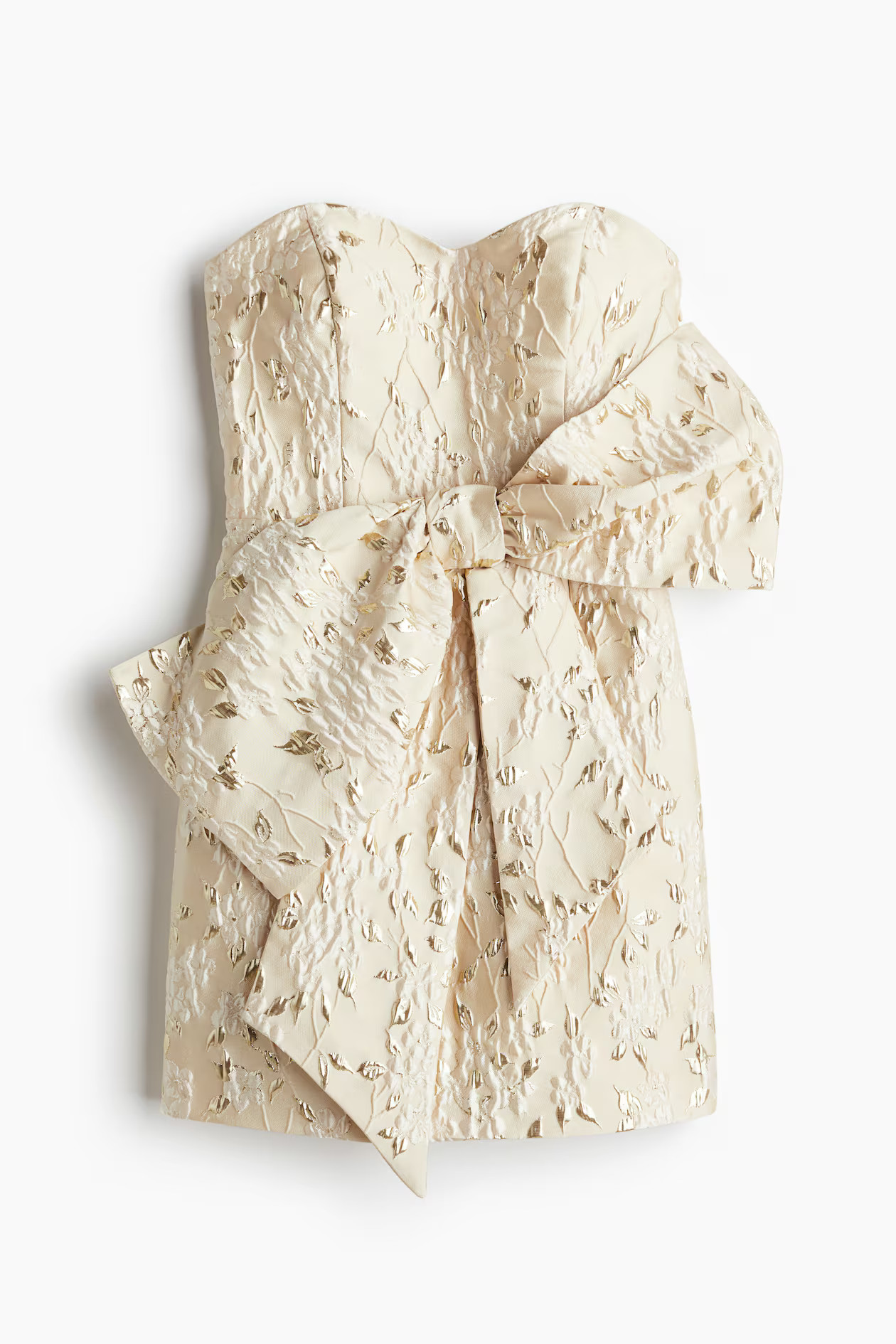 Jacquard-weave bow-front dress - Cream - Ladies | H&M GB | H&M (UK, MY, IN, SG, PH, TW, HK)