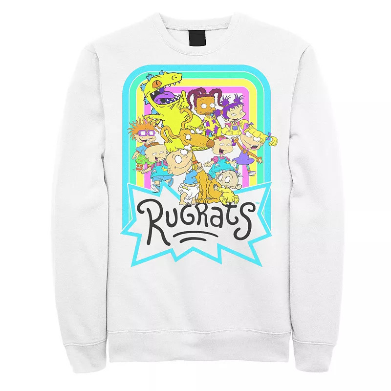 Men's Nickelodeon Rugrats Neon Rainbow Reptar And Friends Sweatshirt, Size: XXL, White | Kohl's