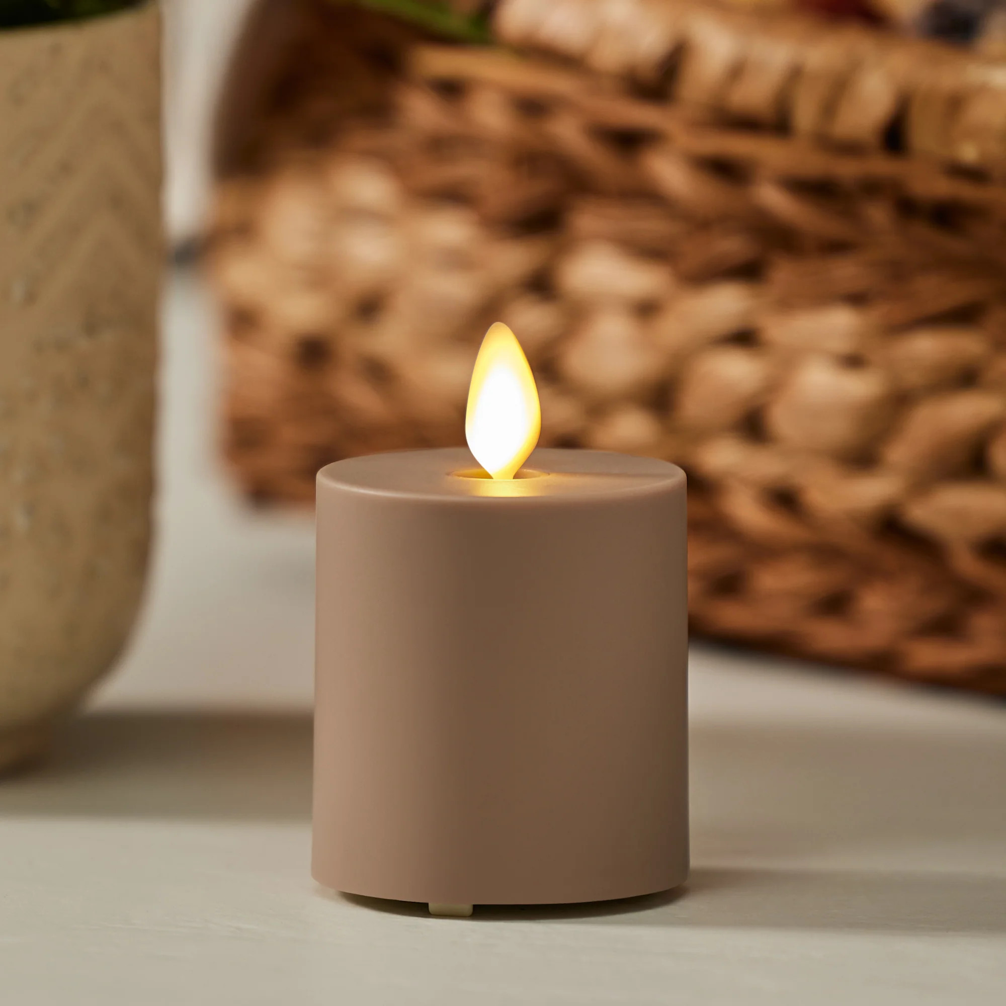 Timeless Taupe Outdoor Flameless Candle Votive | Luminara