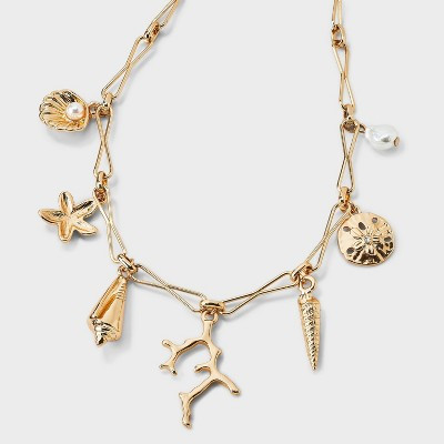Sealife Charm Twisted Chain Necklace - A New Day™ Gold | Target