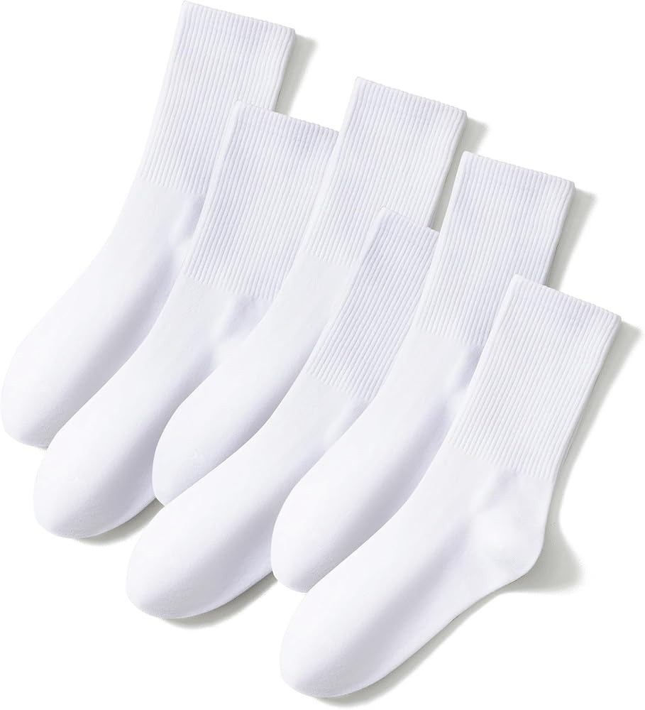 Velice White Socks for Women Crew Soft Cotton Thin Casual Calf Socks 6 Pairs | Amazon (US)