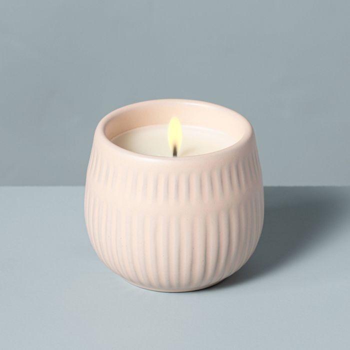 4.2oz Sea Salt Bergamot Textured Ceramic Seasonal Candle - Hearth & Hand™ with Magnolia | Target