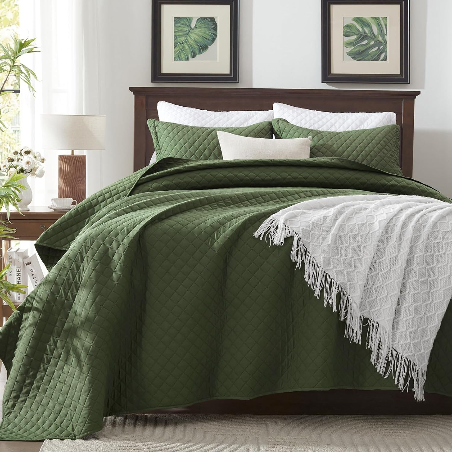 SunStyle Home Quilts Queen Size Olive Green, Lightweight Comforter Bedspreads, Full Queen Size Qu... | Amazon (US)