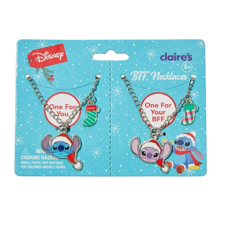 Claire's Disney's Holiday Best Friend Stitch and Angel Necklaces, 2-Pack, Children's, Unisex | Walmart (US)
