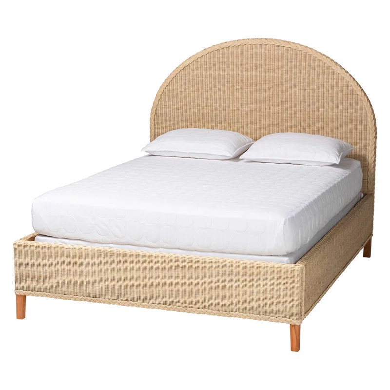 Bali & Pari Lanica Japandi Sun-Bleached Braided Rattan Queen Size Bed | Wayfair North America