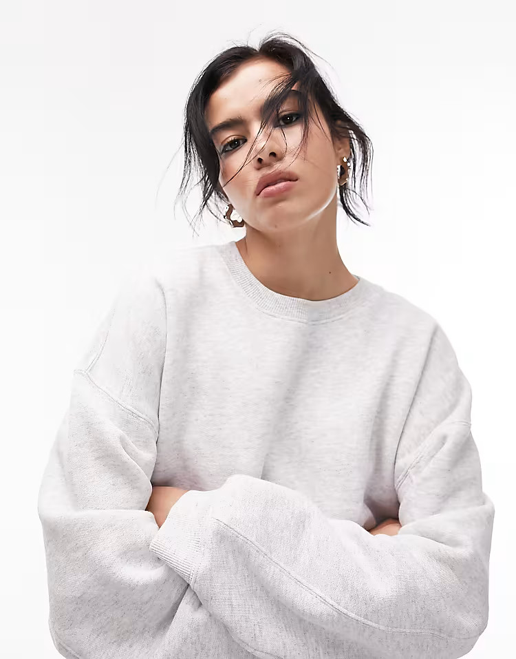 Topshop premium seam detail sweat in grey marl | ASOS | ASOS (Global)