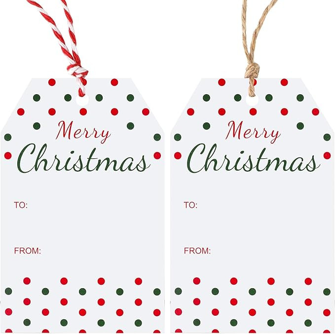 Christmas Gift Tags with String 50 Pcs Merry Christmas Design Tags Xmas Holiday to from Name Tag ... | Amazon (US)